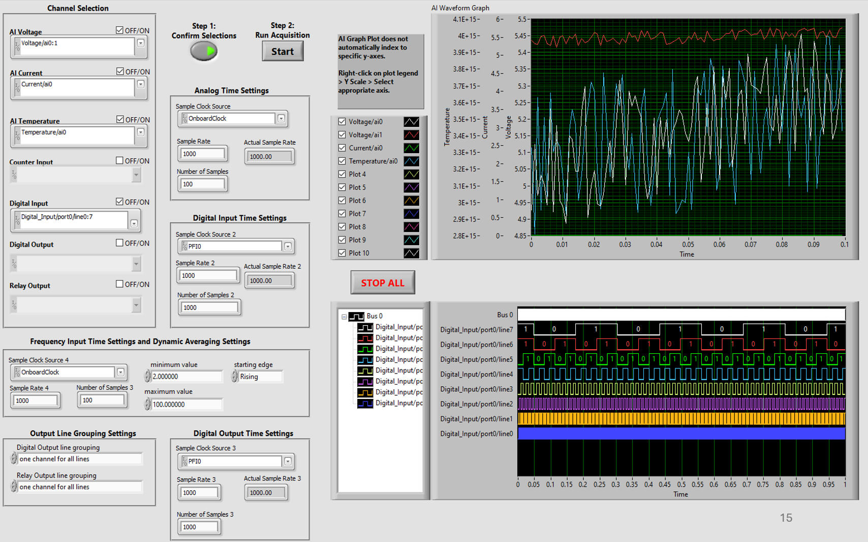 User interface for the program created by the students.